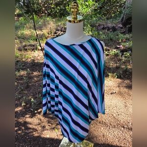 Worthington Asymmetrical Blue and White Skater Skirt